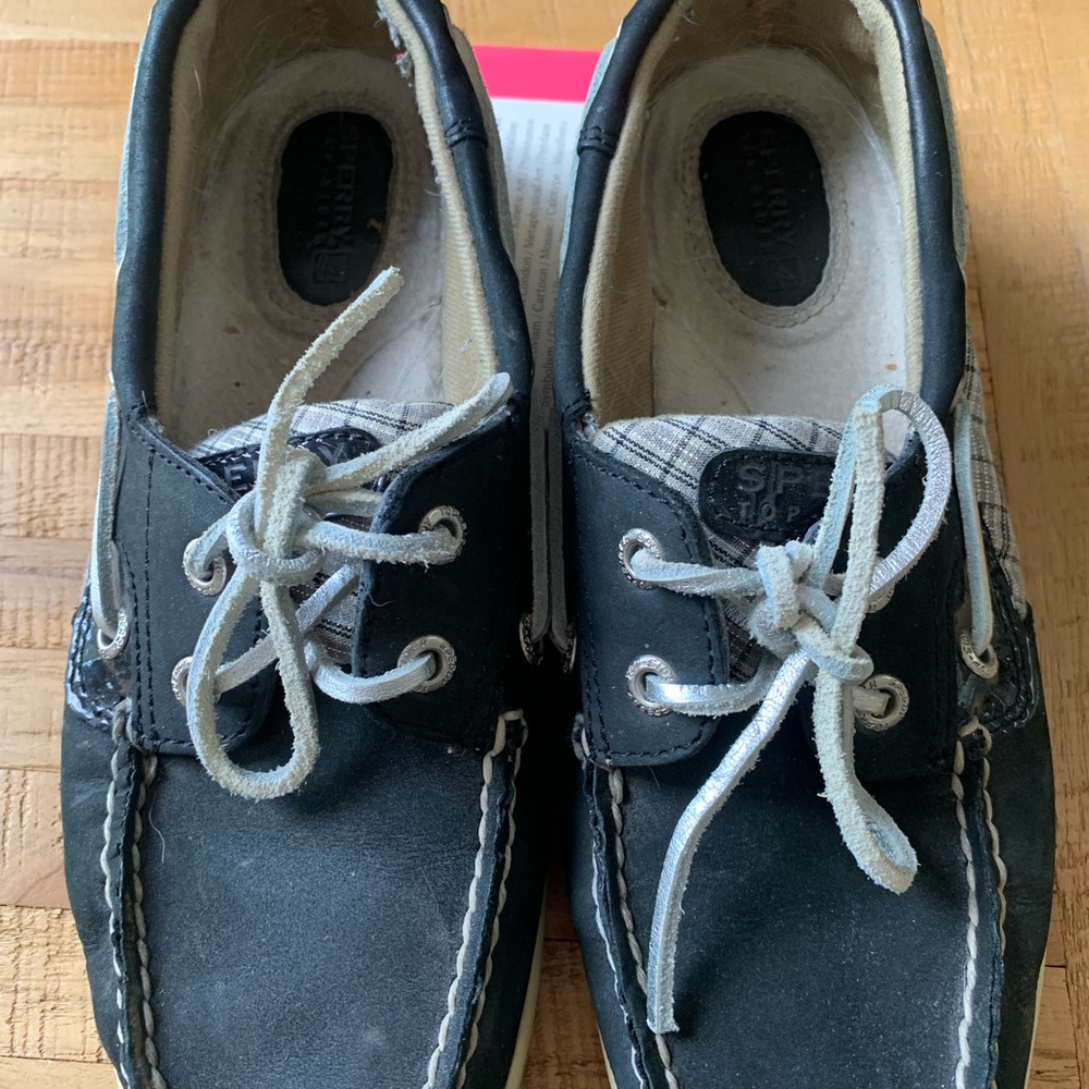 Women’s Sperry sparkly deck shoes.